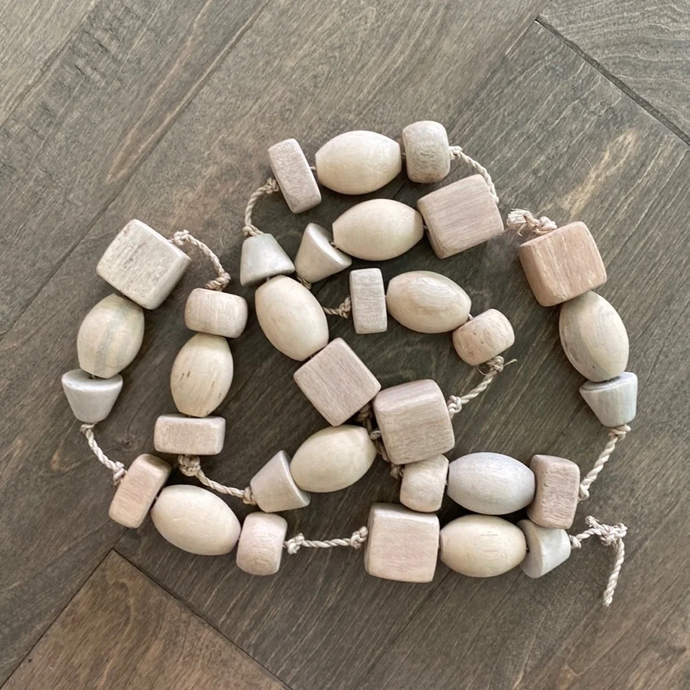 Natural Wood Oversized Wooden Home Decor Large Bead Garland Neutral Nautical - Picture 2 of 7